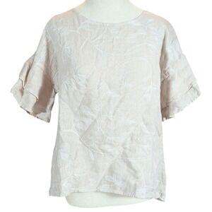 Valentina Naldi Linen Top Small Made Italy Embroidered Boho Cottagecore Blouse